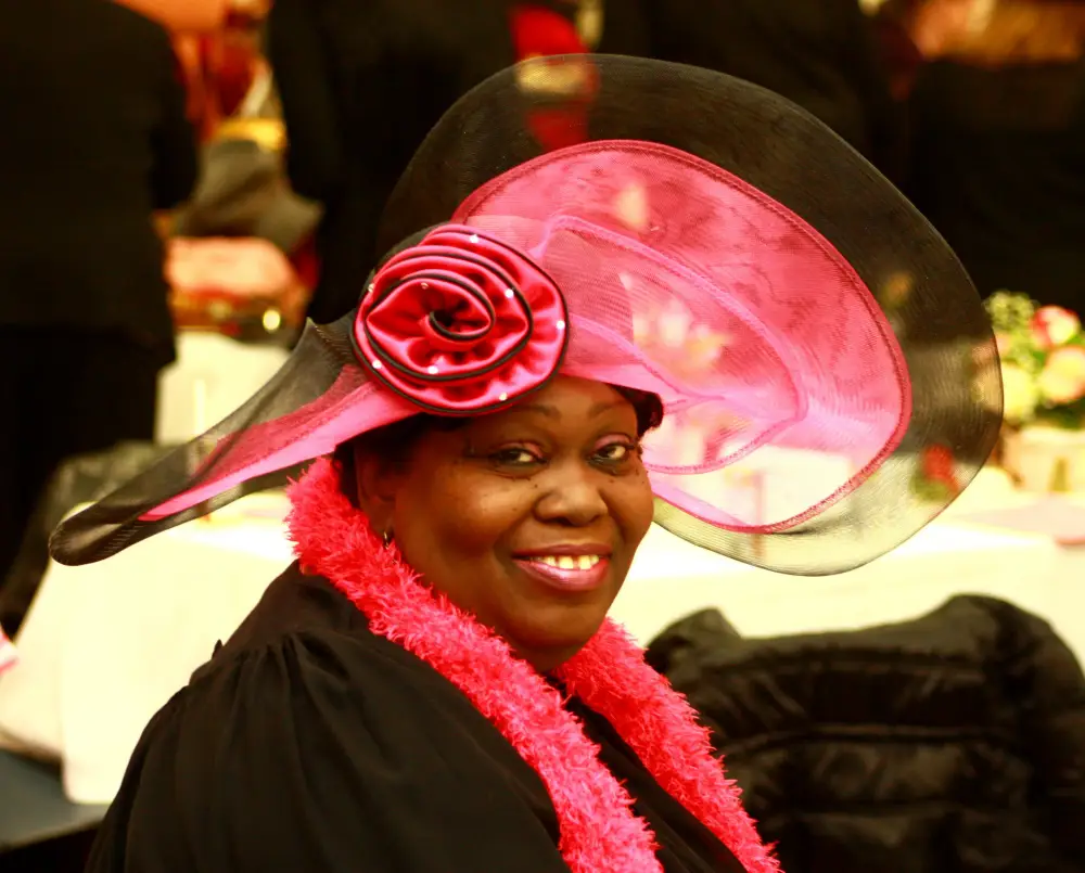 Woman in red hat